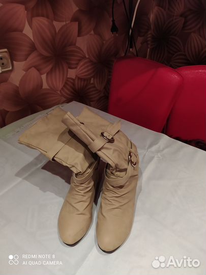 Сапоги женские осенние 37 размер серого цвета