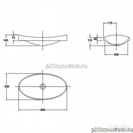 Gala Klea 33050 накладная раковина 65х35