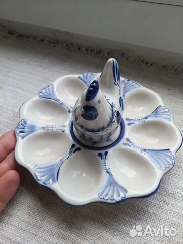 Менажница фарфоровая для яиц/Гжель