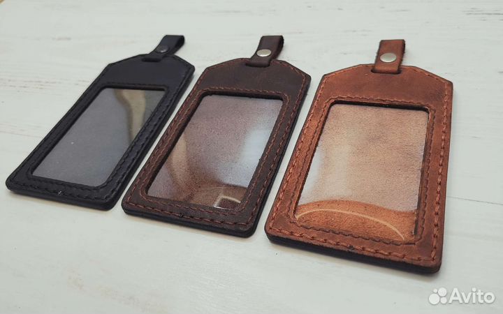 Бейдж для пропуска из натуральной кожи