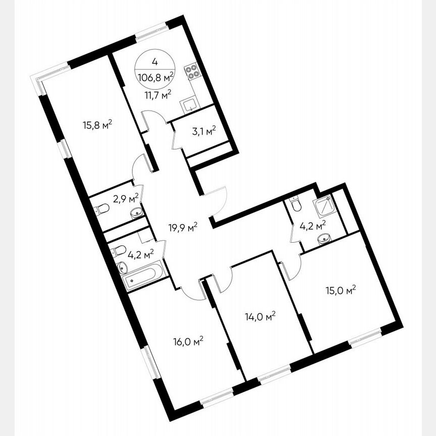 4-к. квартира, 106,8 м², 17/17 эт.