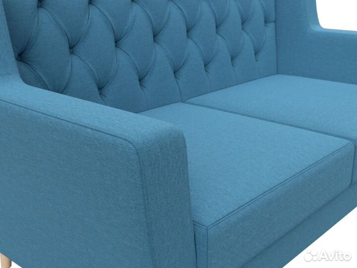 Диван кухонный прямой Брайтон 2 Люкс, рогожка, амур голубой