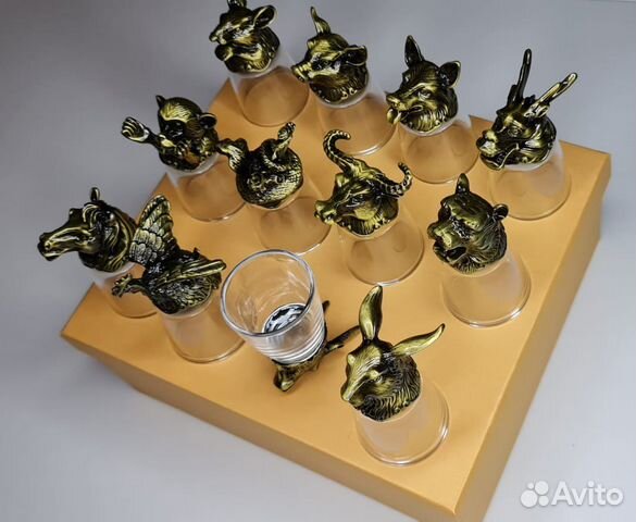 Рюмки стопки перевертыши 12 шт набор звери