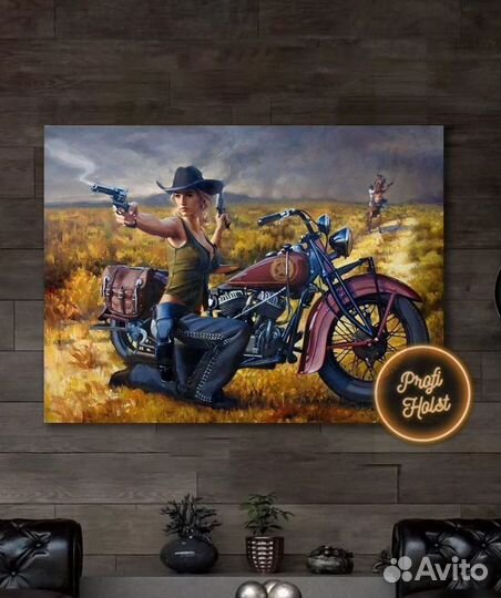 Картины ретро с мотоциклами на хлопковом холсте