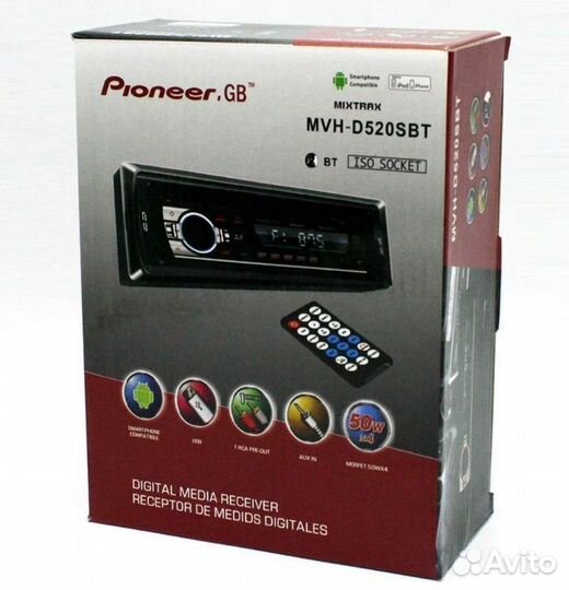 Автомагнитола USB Pioneer.GB MVH-D520S BT ISO