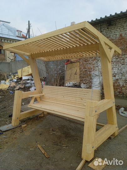 Качели садовые деревянные