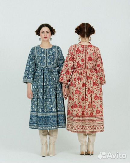 Платье русский стиль хлопок