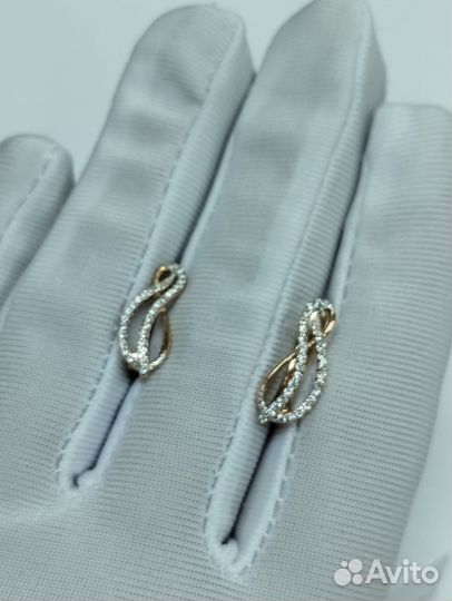 Серьги с природным камнем Золото