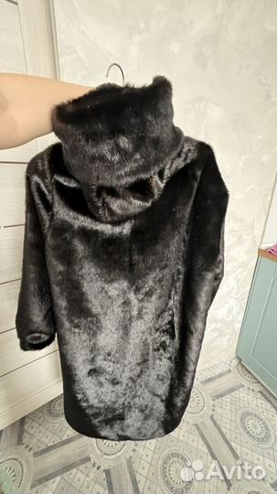 Искусственная шуба под норку с капюшоном
