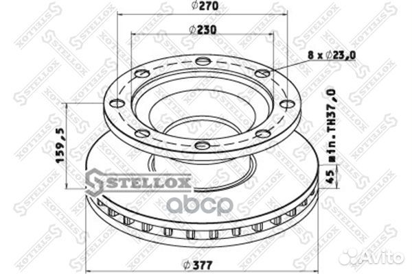 85-00804-SX диск тормозной 377/230x45/159.5 8n