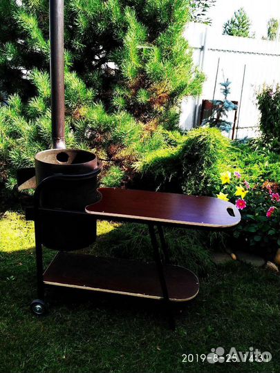 Печка под казан на колесах