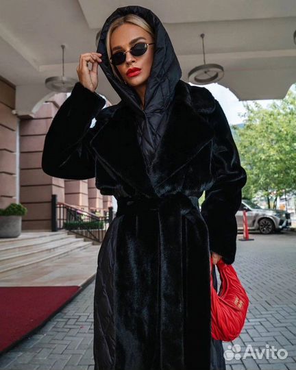 Пуховик комбинированный с шубой