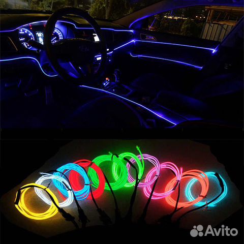 Неоновая нить В автомобиль холодный неон 5 метров
