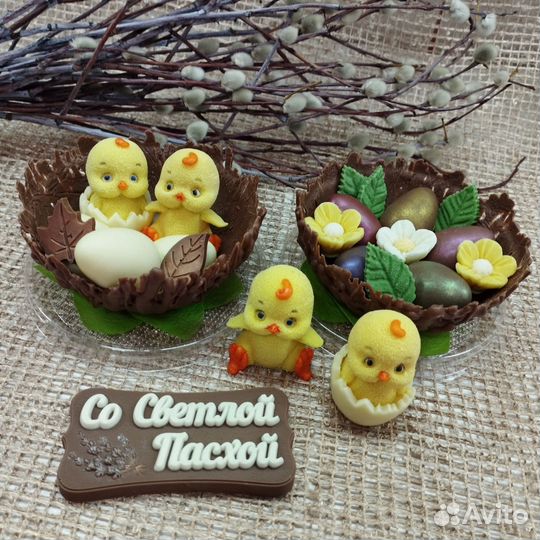Шоколад ручной работы на Пасху / Декор на куличи