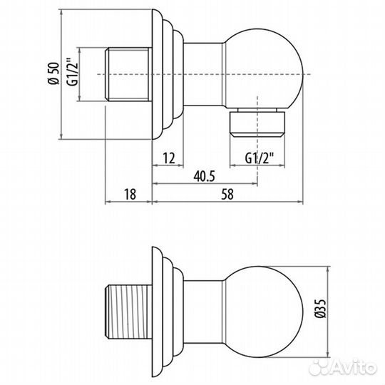 Gattoni PD Выпуск для душа 1/2”, цвет хром