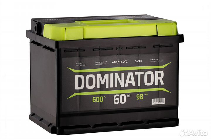 Аккумулятор автомобильный Dominator 6ст-60 VL