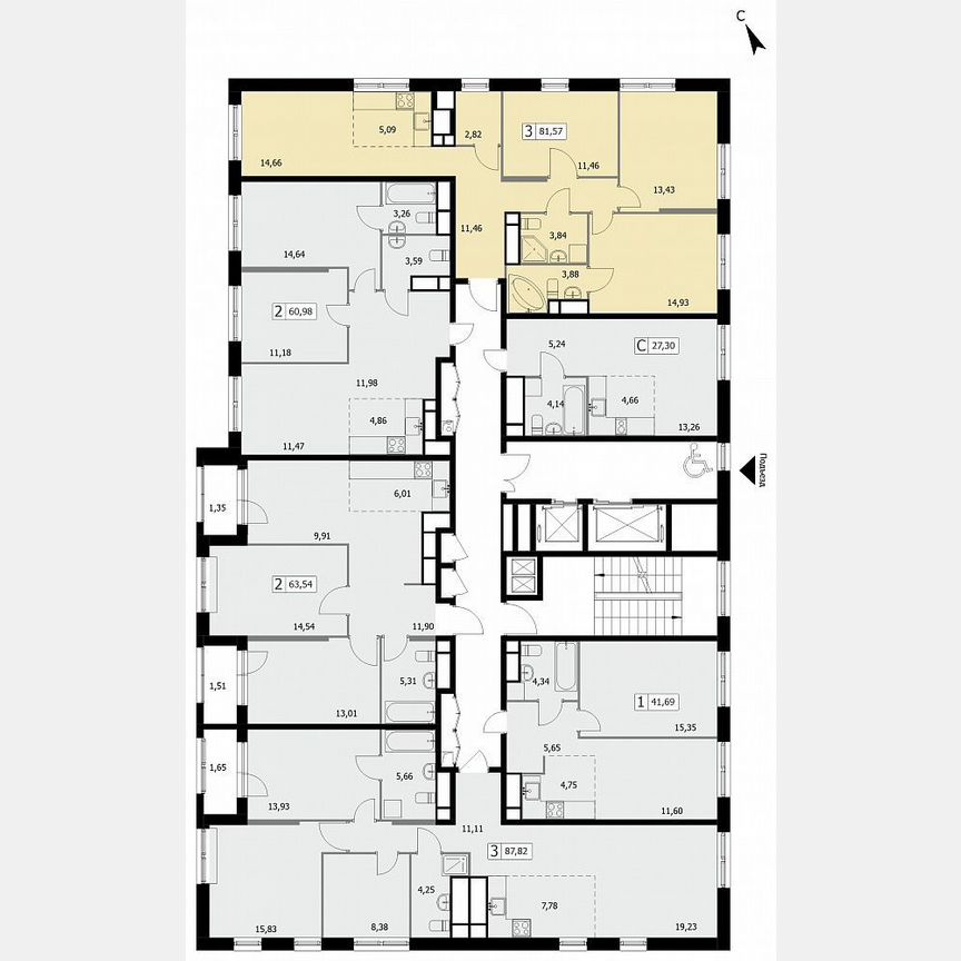 3-к. квартира, 81,6 м², 11/19 эт.