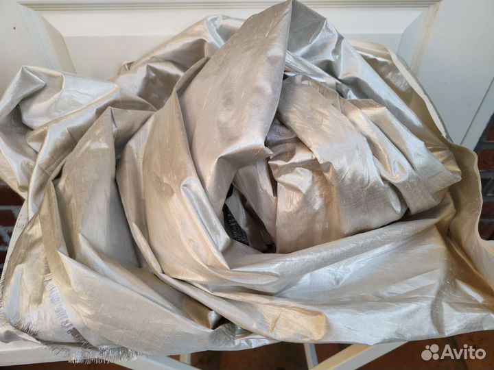 Тафта серебряная натуральный шелк