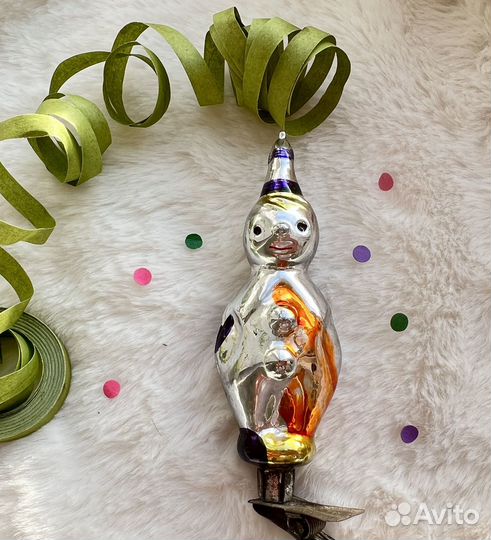 Елочная игрушка клоун Елочные игрушки на прищепке