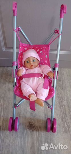 Коляска кукольная+говорящий пупс