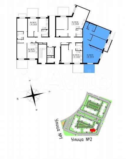 2-к. квартира, 71,6 м², 1/5 эт.