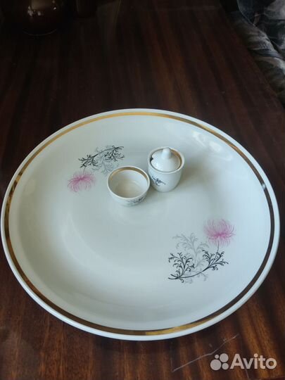 Блюдо kahla, Чайка, супница Богемия, блюдца СССР