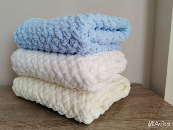 Плюшевый вязаный детский плед