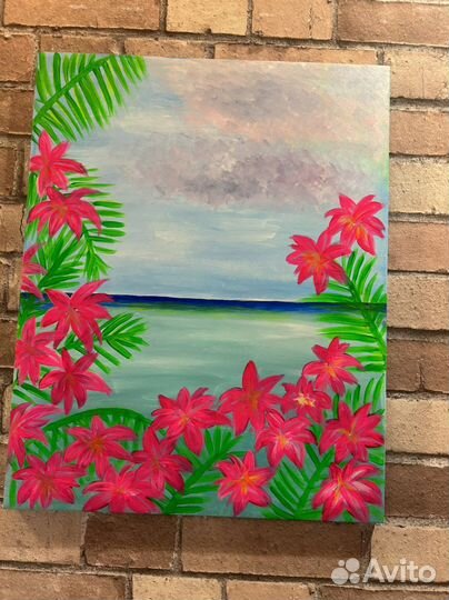 Картина на холсте, акрил, флуоресцентные краски