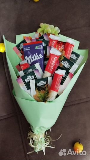 Букет из чая печенья и конфет