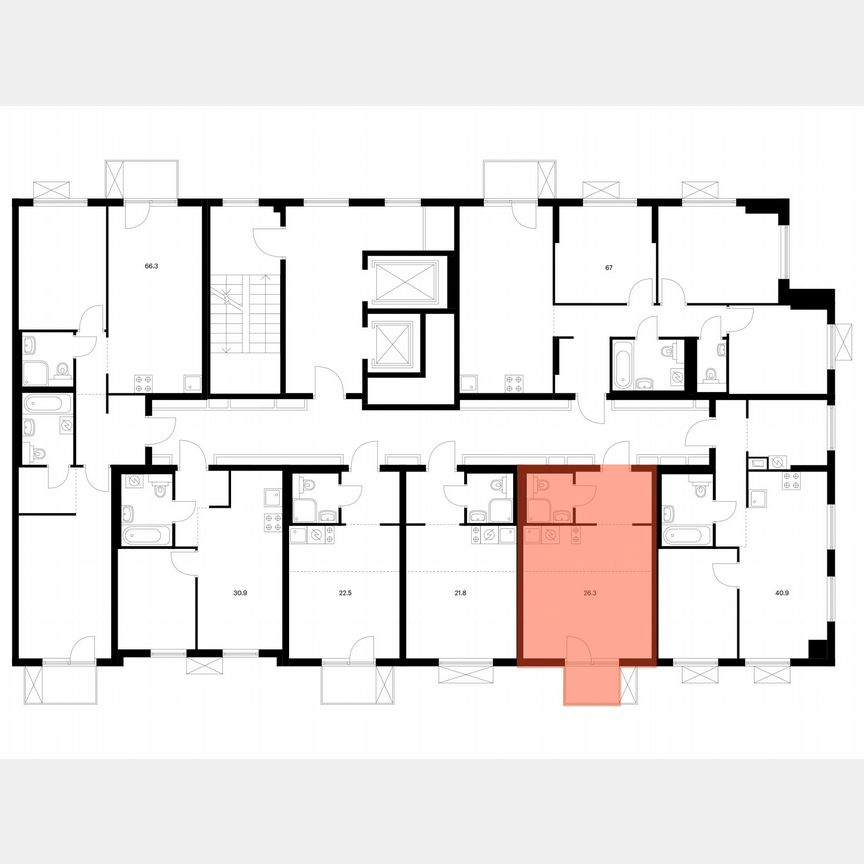 Квартира-студия, 26,3 м², 5/11 эт.