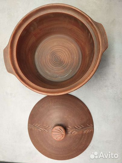 Жаровня 3 л. 120 мм красная глина, ручная работа