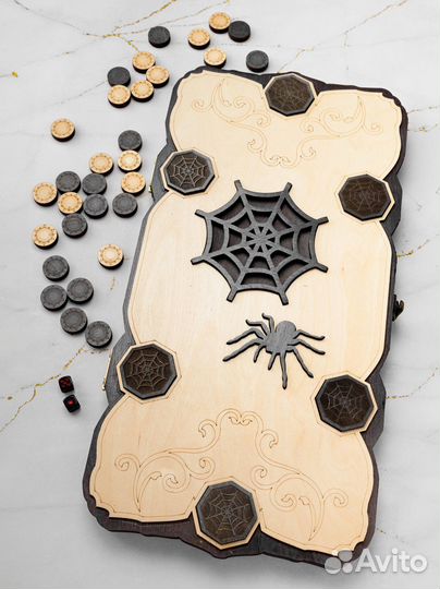 Нарды деревянные паук светлый 50х50 новые