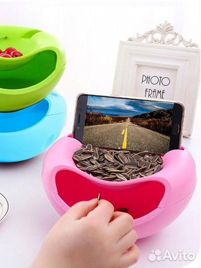 Тарелка для семечек и орехов с подставкой для теле