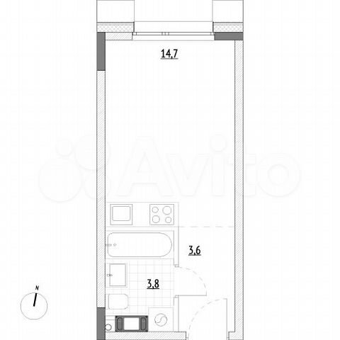 Апартаменты-студия, 22,1 м², 4/7 эт.