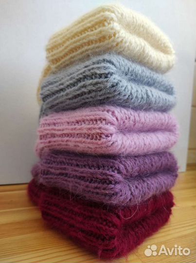 Теплая пушистая шапка