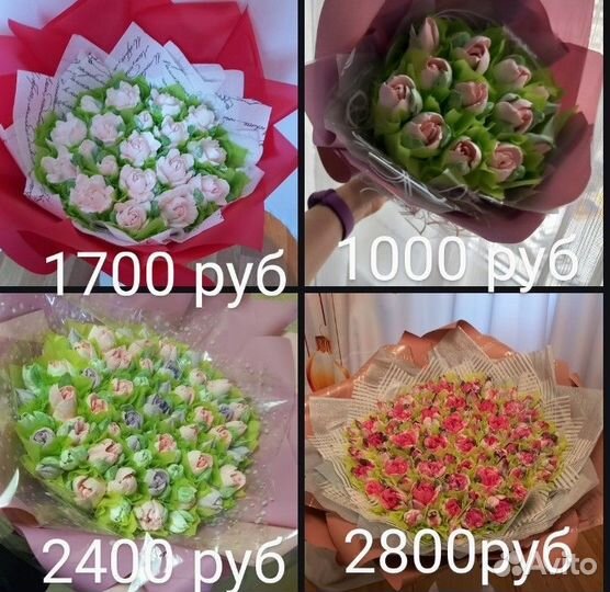 Букет тюльпанов роз из зефира