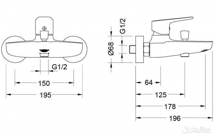 Смеситель для ванны/душа Aquatek Бетта AQ1140MB