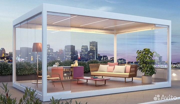 Остекление беседки Hi-tech