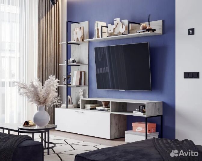 Гостиная Элирия (2,1м) мдф сноу/дуб крафт белый