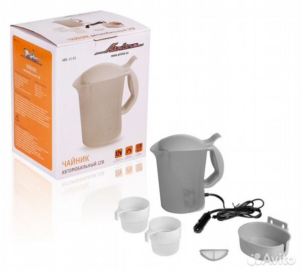 Чайник автомобильный (авточайник) 0,8 л. 12В