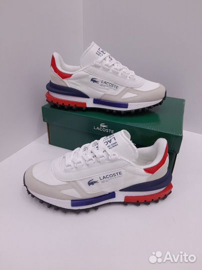 Кроссовки Lacoste мужские белые красные синие