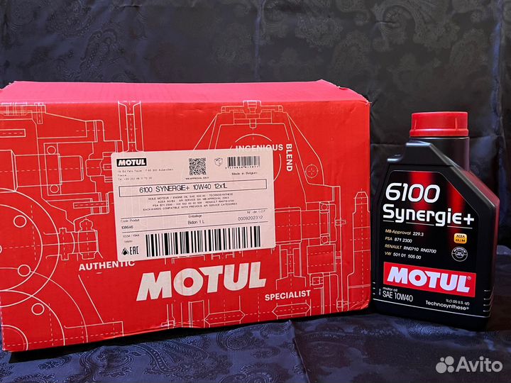 Моторное масло motul 6100 synergie+ 10W-40 RU 1л