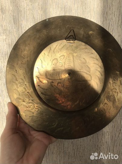 Тарелка ручной работы Павлин латунь Индия