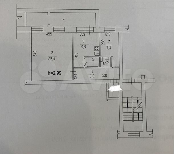 2-к. квартира, 53 м², 5/6 эт.