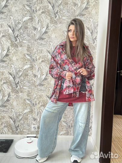 Рубашка в клетку оверсайз женская