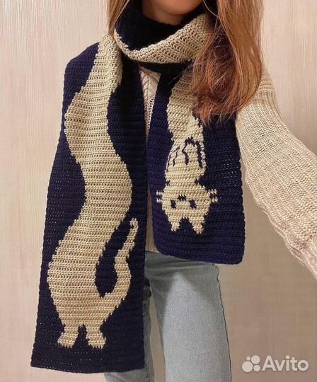 Шарф с принтом ручной работы