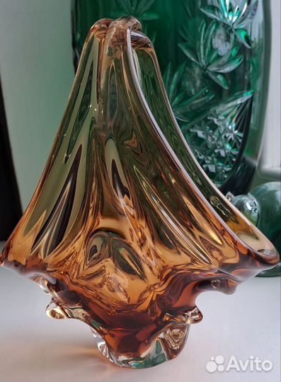 Ваза конфетница цветное стекло