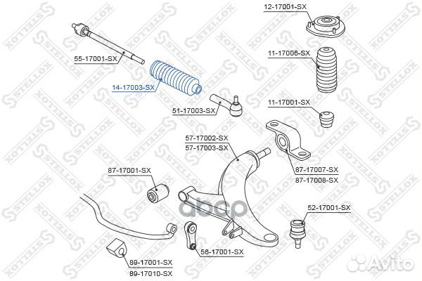 14-17003-SX пыльник рейки рулевой Subaru Legac