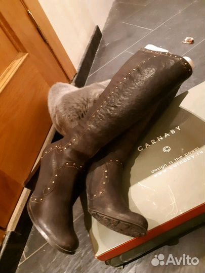 Кожаные зимние сапоги