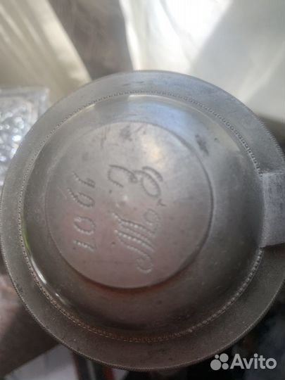 Карты кружка антикварное стекло литье до 1900